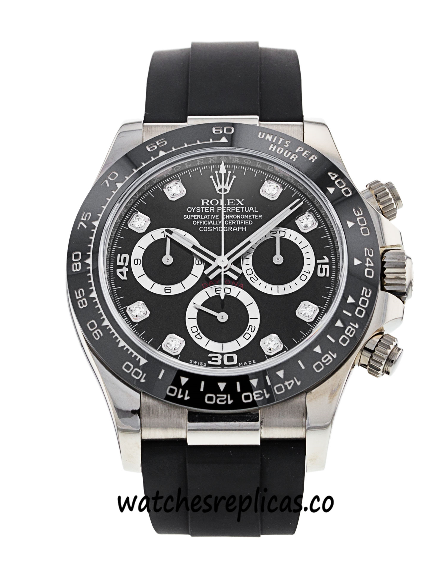 Mens Rolex Daytona 116519 LN (Black Diamond Dial) - watchesreplicas.co